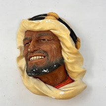 Bosson Legend Chalkware Face Bust Figurine Wall England 1972 Karim Sheik vtg AC5 - £14.80 GBP