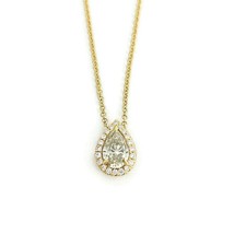 GIA Fancy Yellow Diamond Teardrop Halo Pendant Necklace 14K Yellow Gold .86 CTW - £2,769.67 GBP