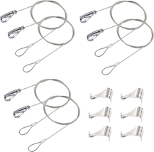 6 Pack Picture Rail Hooks and Wire Hanging System, 6.5 Ft Wire Cables, Adjustabl - £18.13 GBP
