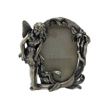 Fairy w Tulip Flower Photo Picture Frame Small Silver Tone Free Standing - $14.83