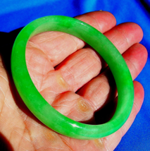 Earth mined Imperial Green color Jadeite Jade Deco Antique old Bangle Bracelet - €32.322,62 EUR