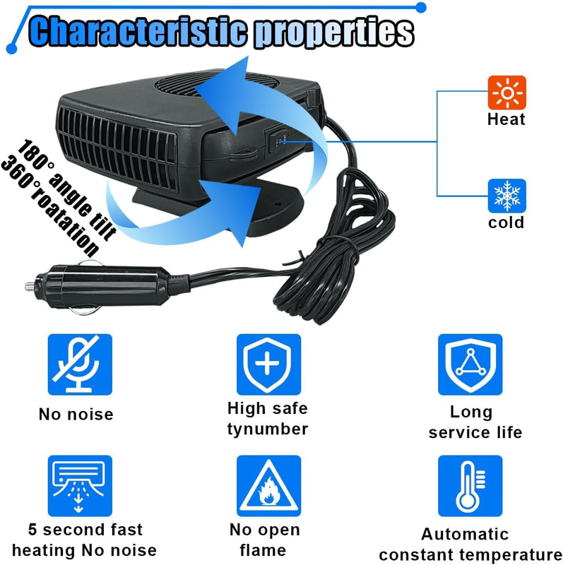 12V 200W Portable Car Heater, Car Windshield Defogger Defroster with 360 Degree  Item image 3