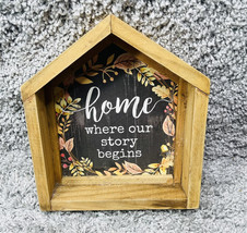 Home Where Our Story Begins House Shaped Frame Wood Multicolor Home Decor - £11.24 GBP