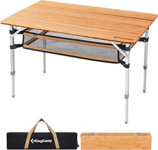 Kingcamp Bamboo Folding Table Lightweight Camping Table With Storage, 5 Person - £143.10 GBP
