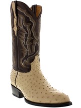 Mens Sand Western Wear Cowboy Boots Real Ostrich Quill Skin J Toe - £233.06 GBP