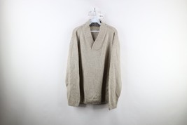Vintage 90s Streetwear Mens Large Blank Ribbed Knit Shawl Sweater Heathe... - $49.45
