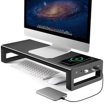 Usb3.0 Wireless Charging Aluminum Monitor Stand Riser Support Transfer Data And  - £122.14 GBP