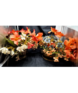 2 Vintage Oval   Solid Brass Planter with Flowers Handles - $529.09 MXN