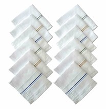 Cotton Handkerchief Offices Hanky Beautiful White Striped Hankie Rumal Set 6/12 - £10.67 GBP+