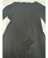 Zara M Black High Low Knit Top women mixed fabric longsleeves Asymmetric... - $33.78 CAD