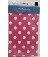 Thin Vinyl Kitchen Tablecloth 52&quot;x70&quot;Oblong(4-6 ppl) WHITE POKA DOTS ON ... - £6.32 GBP