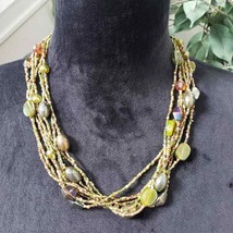 Womens Fashion Multicolor Beaded Multistrand Collar Necklace with Lobster Clasp - £22.43 GBP