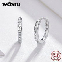WOSTU Korean Style Circle Hoop Earrings 925 Sterling Silver Crystal Zircon Earri - £12.62 GBP