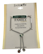 Bolo Closure Bracelet Footnotes Family Forever Silver Tone Black Stainless Steel - £14.93 GBP