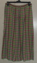 Excellent Womens Orvis Long Plaid Seersucker Pull On Skirt W/ Pockets Size M - £25.64 GBP