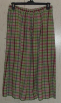 EXCELLENT WOMENS ORVIS LONG PLAID SEERSUCKER PULL ON SKIRT W/ POCKETS   ... - $32.68