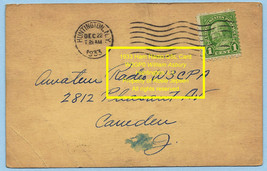 1933 QSL William Ashbury W2GPO Vintage Postcard 1 Cent Ben Franklin Stamp - £733.91 GBP