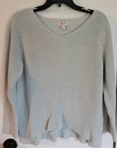 Womens XL Style &amp; Co Light Green V-Neck Cotton Long Sleeve Sweater - $8.91