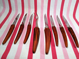 Mid Century Regent Sheffield Stag Horn 8pc Stainless Steak Serving Set England  - £28.27 GBP