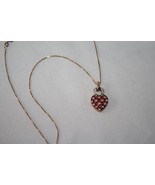 Suzanne Somers Red Enamel CZ Heart Pendant Necklace  J294 - £37.75 GBP