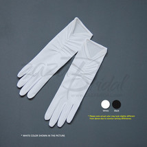 MATTE FINISH SATIN GLOVES GATHERED STYLE - WHITE COLOR - £16.81 GBP
