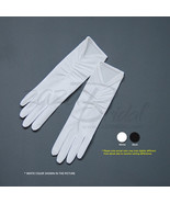 MATTE FINISH SATIN GLOVES GATHERED STYLE - WHITE COLOR - $20.99