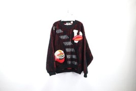 Vtg 90s Streetwear Mens Medium Distressed Chunky Textured Knit Football Sweater - £39.52 GBP