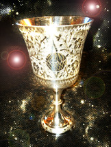 HAUNTED ETCHED SILVER MOON GOBLET CREATE YOUR OWN FULL MOON OOAK MAGICK POWER  - £260.61 GBP