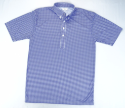 Collars Co Dress Collar Polo Mens Size L White Blue Check Short Sleeve Golf - $23.70