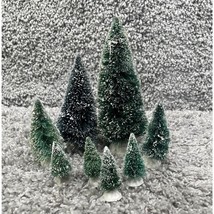 Holiday Time Santas Workbench Christmas Village 8PC Evergreen Pine Tree Trees - £7.28 GBP