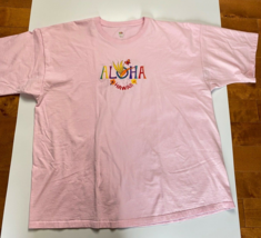 Aloha Maui Hawaii Embroidered Floral T-Shirt 3XL fruit of the loom birds... - £13.42 GBP