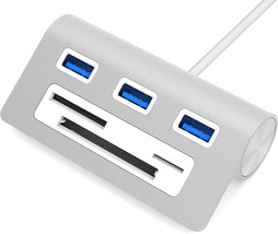 Premium 3 Port Aluminum USB 3.0 Hub with Multi in 1 Card Reader 12&quot; Cable for iM - £41.80 GBP