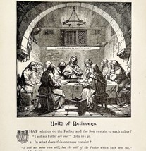 1888 The Last Supper Unity of Believers Victorian Print Bible Ephemera DWN9F - $29.99