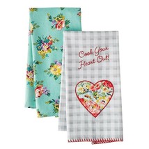 Pioneer Woman Sweet Romance Kitchen Towels Cook Your Heart Out 2-Pc Flor... - £16.60 GBP