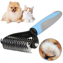 Grooming Brush For Pet Dog Cat Deshedding Tool Rake Comb Fur Remover Red... - £31.98 GBP