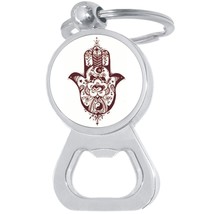 Hamsa Hand Eye Bottle Opener Keychain - Metal Beer Bar Tool Key Ring - $10.77