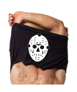 Men’s Jason Hockey Mask Flip Up Halloween T-Shirt Size XL Black - $336.54 MXN