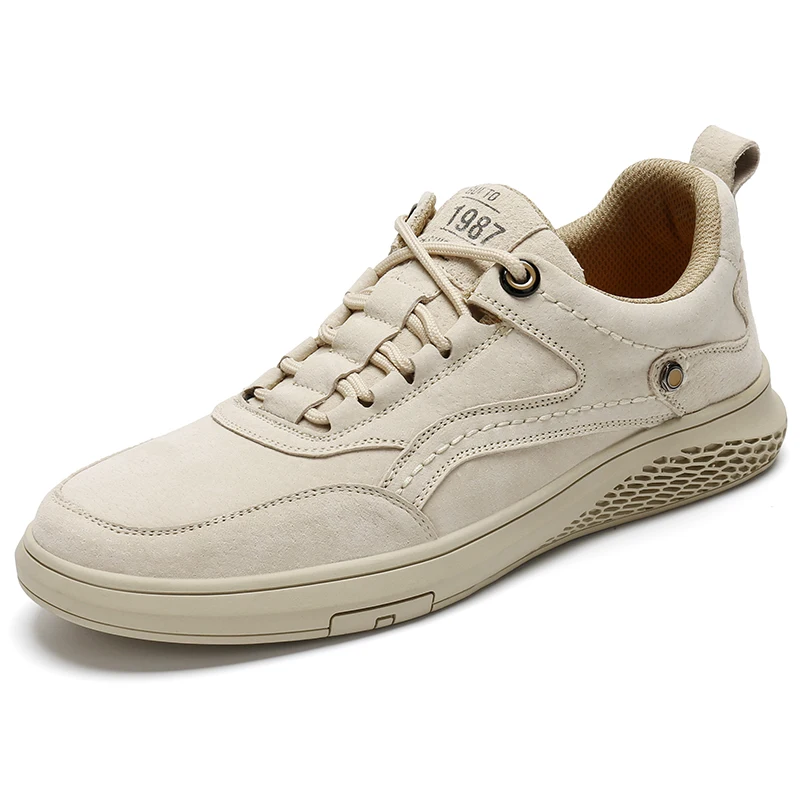 Men Shoes Leather Casual Suede Shoes Men Non-Slip Rubber Luxury Flats Me... - $46.65