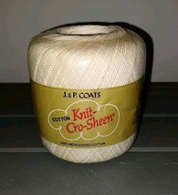 J.&amp;P. Coats Knit-Cro-Sheen A-65 White 100% Cotton Crochet Thread 325 Yar... - $5.00