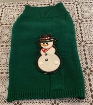 Hunter Green Snowman Design Applique Dog Sweater Warm Winter Wear MEDIUM... - £10.27 GBP