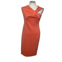 Calvin Klein Solid Orange Asymmetric Bow Shoulder Sleeveless Sheath Dres... - $27.41