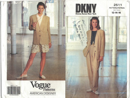 Vintage Vogue 2511 DKNY Donna Karan Size 12 14 16 Shorts &amp; Pants Suit Pa... - $9.99