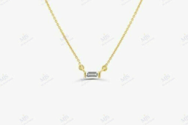 1/4Ct Baguette Cut Created Moissanite Charm Pendant Necklace in Solid 925 Silver - £72.37 GBP