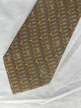 Dunhill London Tie Brown W/Red &amp; Yellow Ovals Pure Silk Italian Made - $10.00