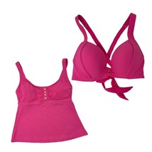 Bathing Suit tops Small 4 / 6  bikini tankini Swimsuit 2 pieces Pink wom... - $11.88