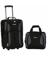 Carry On Luggage Set 2-Piece Rolling Suitcase Tote Bag Black Gray Medium... - £57.79 GBP