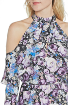 Parker Sz XS Noemi Cold Shoulder 100% Silk Dress Floral Print Hi-Neck $318! - £25.69 GBP