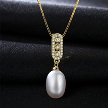 S925 Silver Necklace Freshwater Pearl Pendant Micro-Inlaid Zircon Necklace Fashi - £18.38 GBP