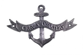 [Pack Of 2] Antique Silver Cast Iron Crews Quarters Anchor Sign 8&quot; - £33.45 GBP