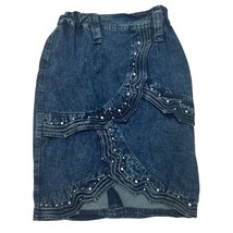 Vintage Varda Garfinkel Denim Jean Pencil Skirt Studded Size S 90s Western  - £39.37 GBP